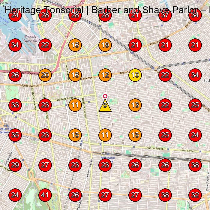 Heritage Tonsorial | Barber and Shave Parlor GeoGrid visibility map for Barber Shop in Brooklyn